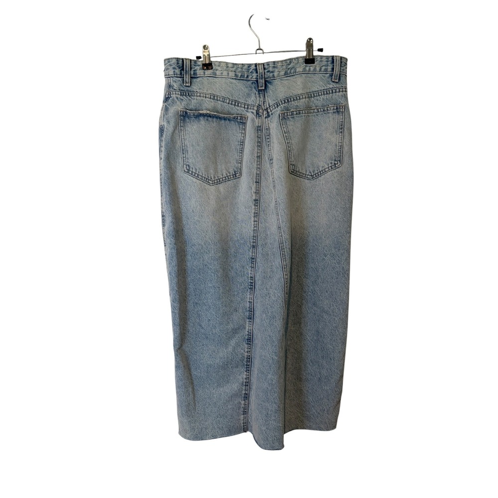 Zara Asymmetric Waist Denim Midi Skirt Light Blue Wash Large - Picture 4 of 7